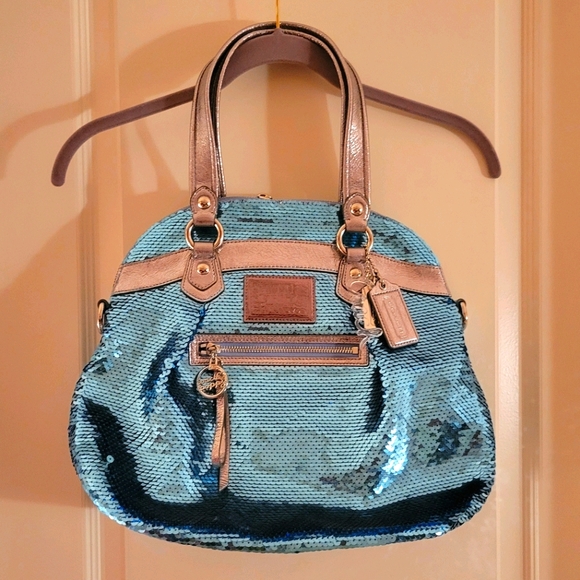 Coach Handbags - Coach Poppy blue sequin handbag